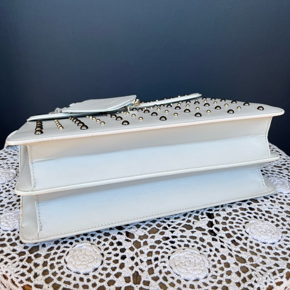 •••SOLD•••Retailed $3550 Versace Calfskin Studded DV Satchel White Bag - Picture 9 of 17